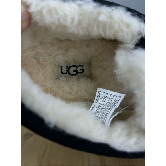 UGG Men's Ascot Suede Shearling Lining Square Toe Slipper Black Size 9 - Picture 4 of 7